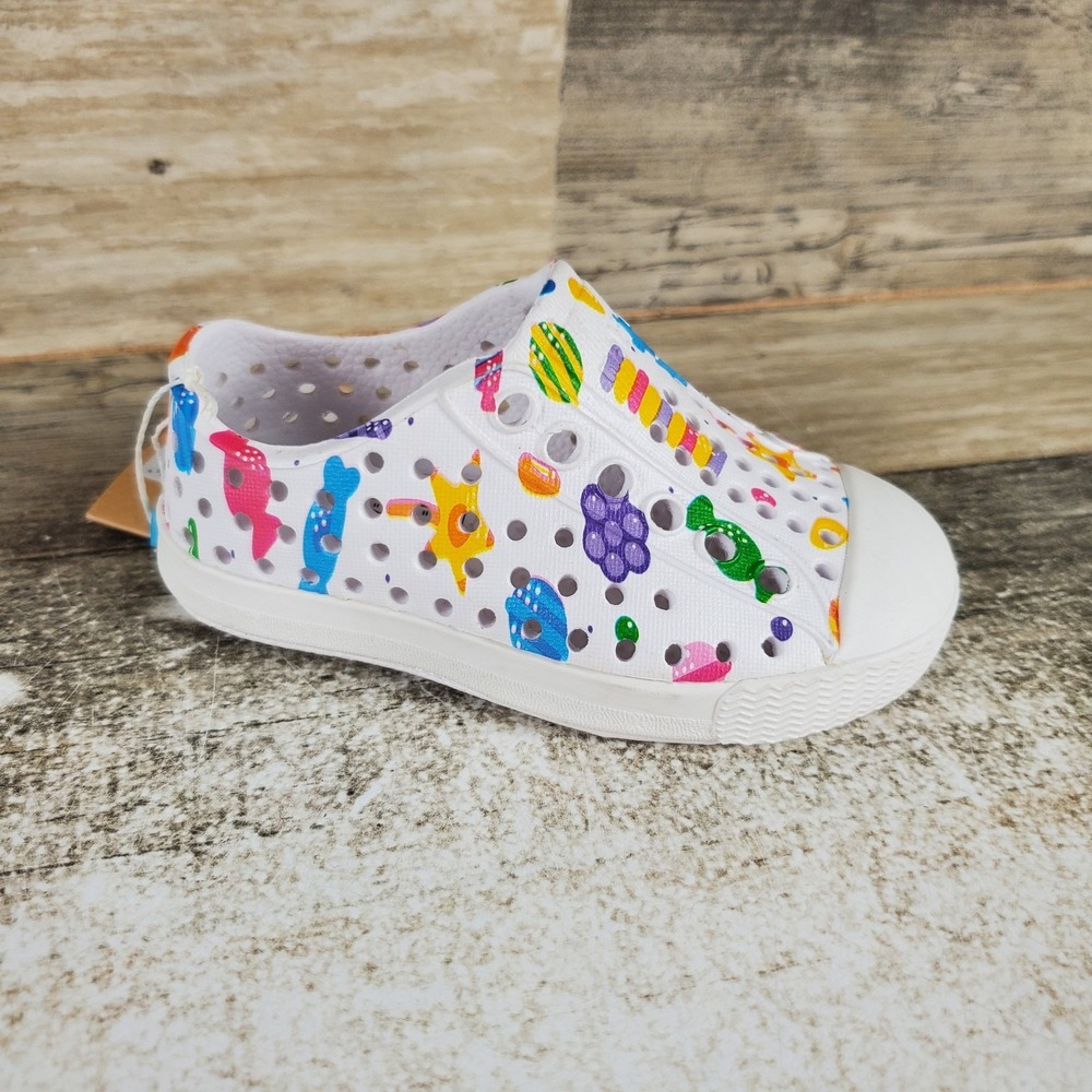 Native Shoes Kids Shoes Sz 4 C4 Shell White Retro Candy Jefferson Print Slip On